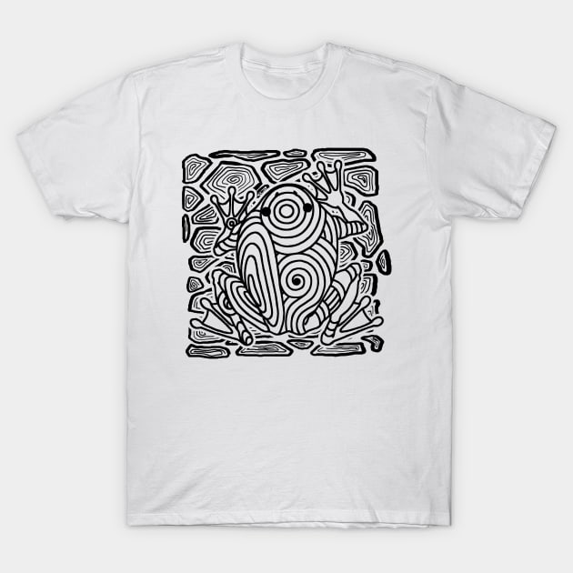 Frog Toad Rock Tribal Tattoo Art Black T-Shirt by ebayson74@gmail.com